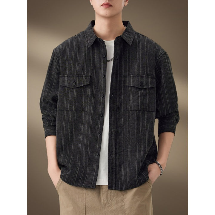 Herren Gestreiftes Hemdjacke mit Brusttaschen Echo Archiv
