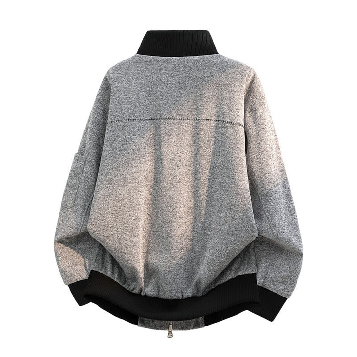 Herren Oversize Melange-Field-Bomberjacke aus Wollmix mit hohem Rippenkragen & Utility-Ärmeltasche Echoarchiv