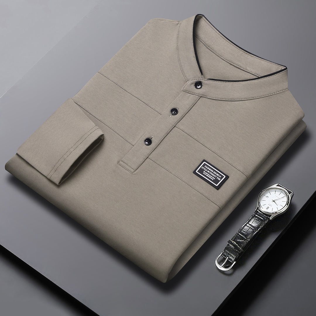 Herren Elegantes Langarm Polohemd mit modernem Kragen Echoarchiv