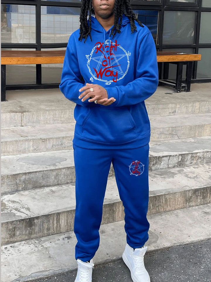 Herren Sportlicher Kapuzenpullover und Jogginghose Set mit einzigartigem Grafikdruck Echoarchiv