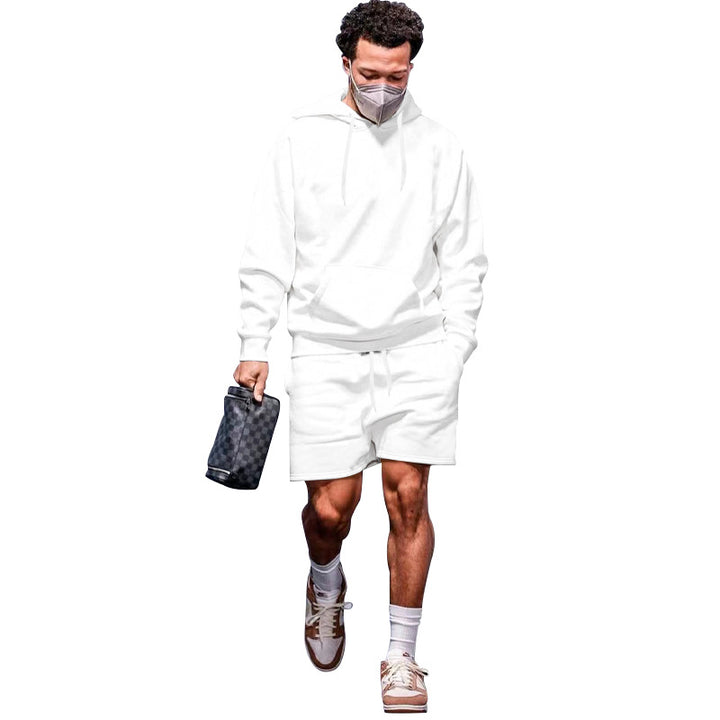 Herren lässiges Hoodie- und Shorts-Set aus atmungsaktivem Material mit praktischen Taschen Echoarchiv