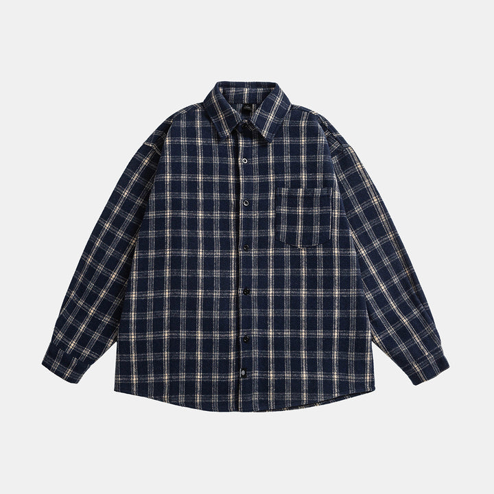 Unisex Oversize Karo-Hemdjacke im Boxy-Cut mit aufgesetzter Brusttasche und Soft-Flanell Echoarchiv