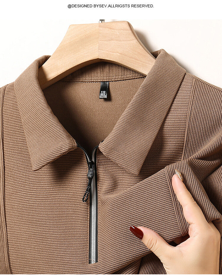 Herren lässiger Langarmpulli mit Halbreißverschluss und strukturiertem Design Echoarchiv