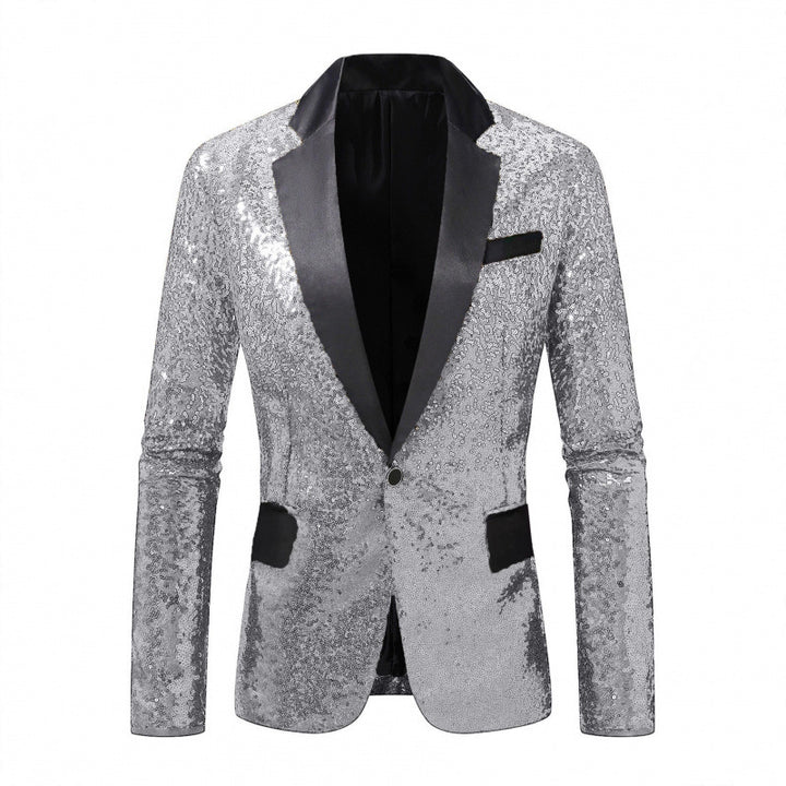 Herren Glamouröser Paillettenblazer mit elegantem Revers und modernem Schnitt Echoarchiv