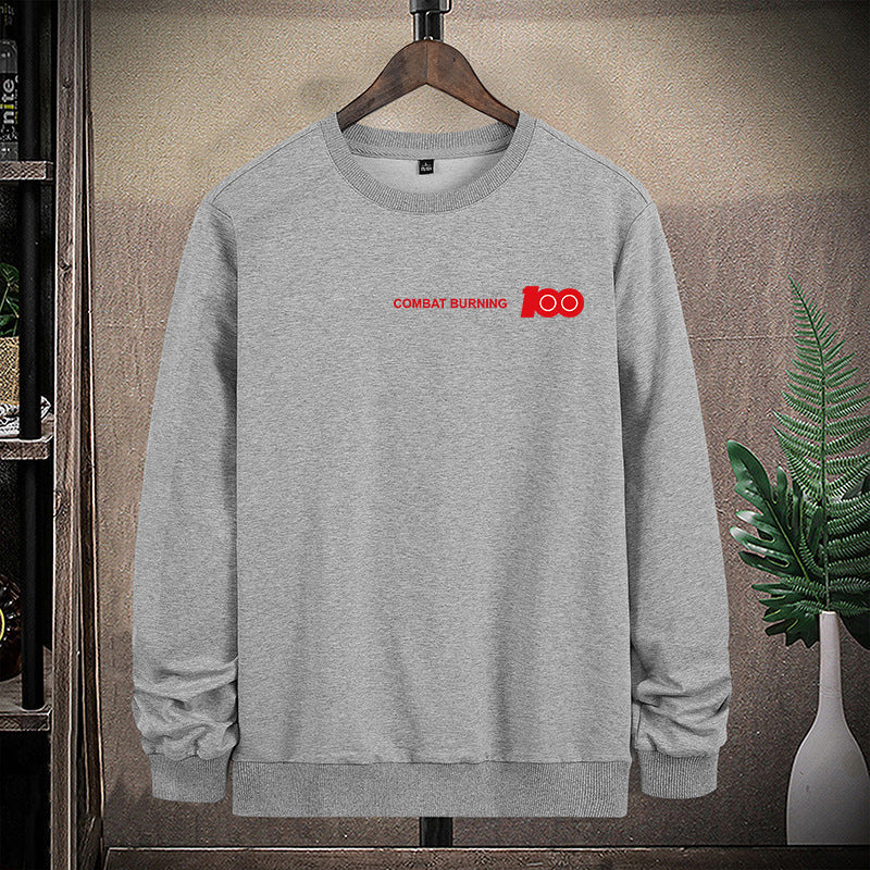 Herren Oversize-Sweatshirt mit Rundhalsausschnitt, minimalistischem Logoprint und gerippten Bündchen Echoarchiv