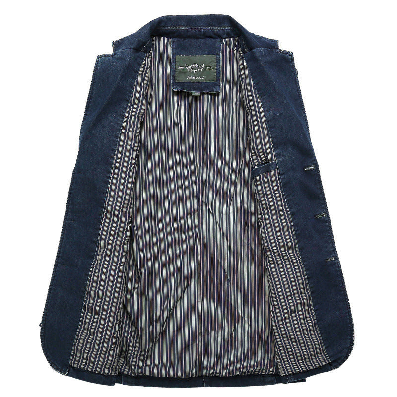 Herren nan Jeansblazer im Tailored-Schnitt mit aufgesetzten Taschen und elastischem Denim Echo Archiv