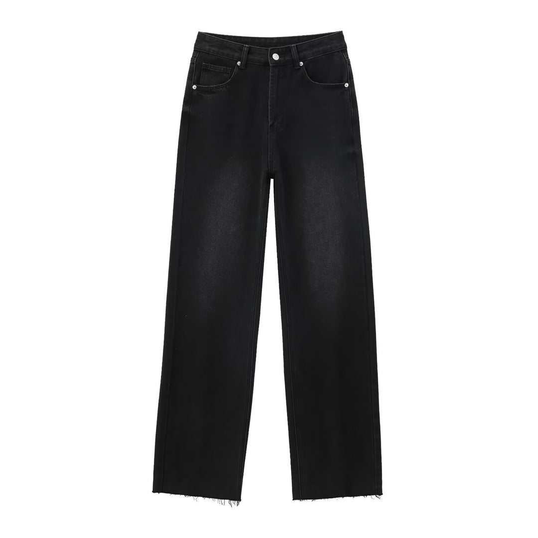 Damen hochtaillierte Wide-Leg-Jeans mit weitem Bein und Vintage-Waschung Echo Archiv