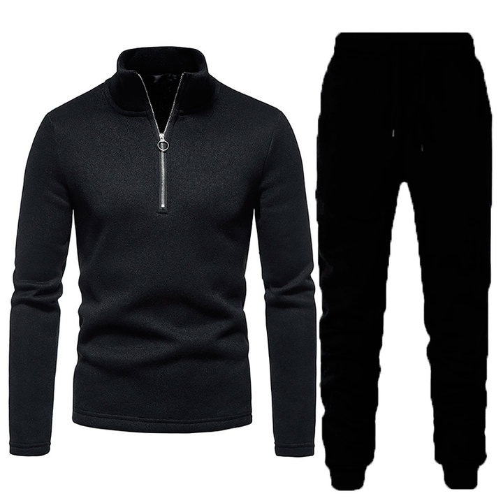 Herren Sportliches Fleece-Trainingsset mit hohem Stehkragen und praktischen Taschen Echoarchiv
