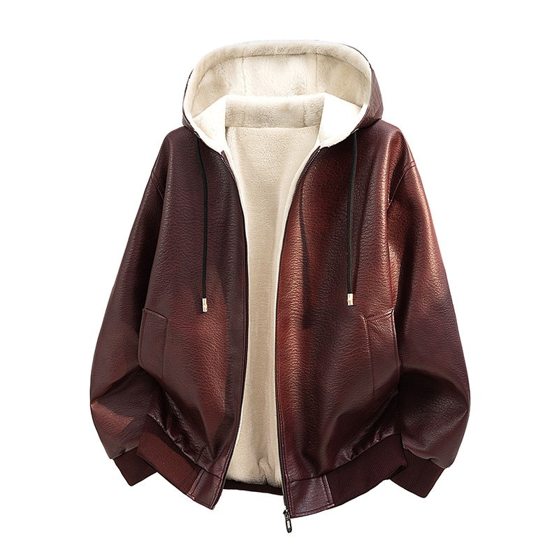 Damen Modische Kunstlederjacke mit Teddyfutter Echo Archiv