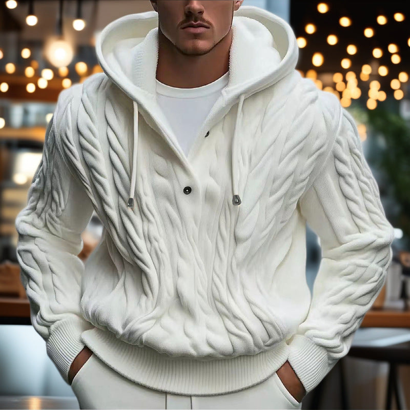Herren gemütlicher Strickpullover mit Kapuze Echoarchiv