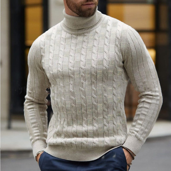 Herren Strickpullover mit schickem Rollkragen und strukturiertem Muster Echoarchiv