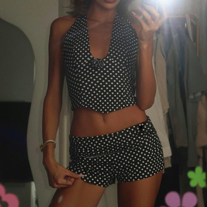 Damen Bikinitop und Shorts-Set mit Polka-Dots Echoarchiv
