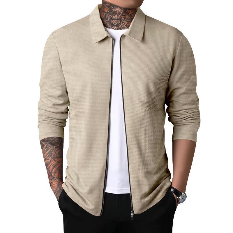 Herren Freizeitjacke mit durchgehendem Reißverschluss und strukturiertem Gewebe Echoarchiv