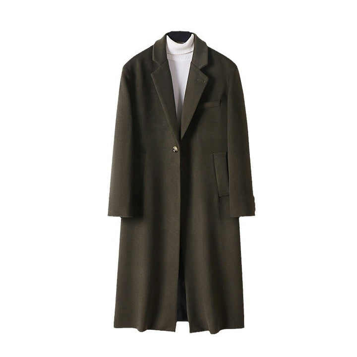 Herren Taillierter Wollmix-Longcoat mit Schalkragen und Ein-Knopf-Verschluss Echoarchiv