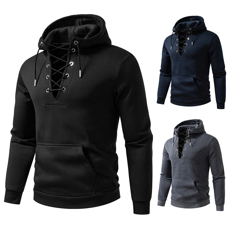 Herren Kapuzenpullover mit modischem Schnürdesign Echoarchiv