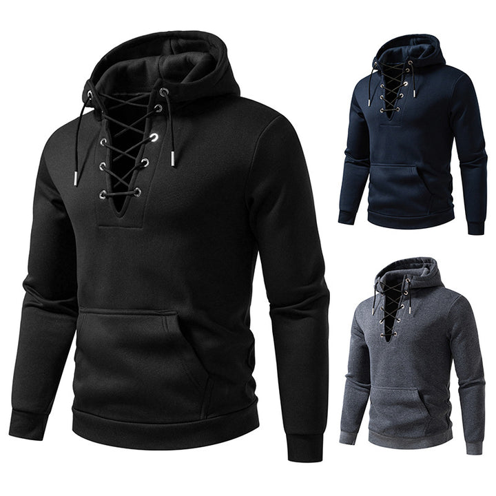 Herren Kapuzenpullover mit modischem Schnürdesign Echoarchiv