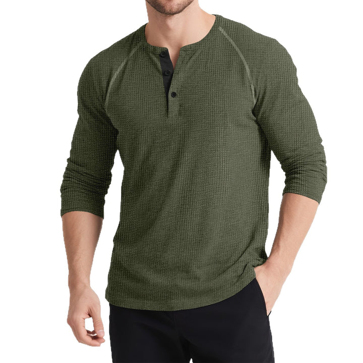 Herren Langarm-Henley-Shirt mit Knopfleiste Echoarchiv