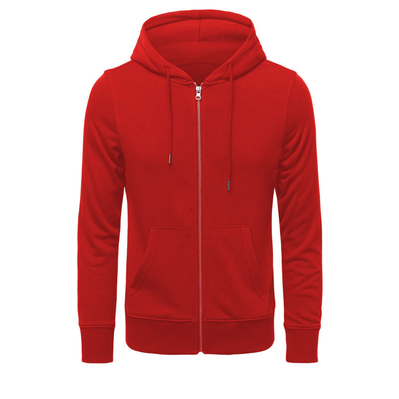 Herren schmal geschnittener Zip-Hoodie mit Metall-Reißverschluss, doppellagiger Kapuze und Kängurutasche – Cavarno