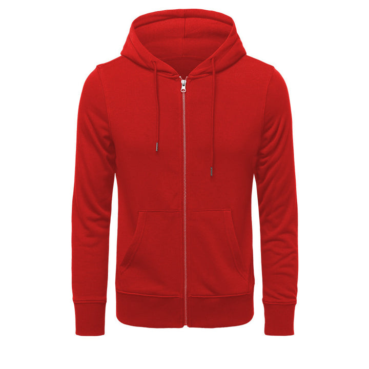 Herren schmal geschnittener Zip-Hoodie mit Metall-Reißverschluss, doppellagiger Kapuze und Kängurutasche – Cavarno