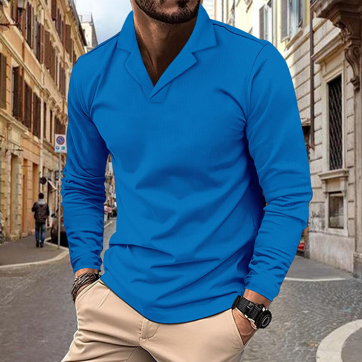 Herren sportliches Langarmshirt mit modernem Kragen Echoarchiv