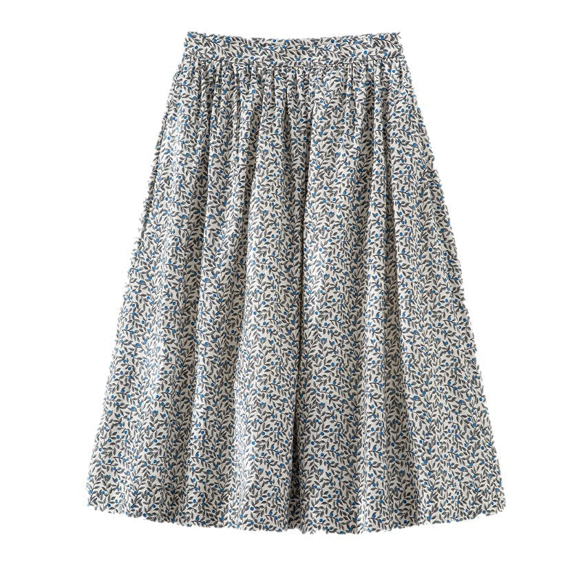 Damen Midirock mit Plissée‑Optik, gerafftem Bund und floralem Print Echoarchiv