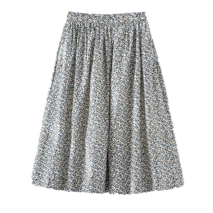 Damen Midirock mit Plissée‑Optik, gerafftem Bund und floralem Print Echoarchiv