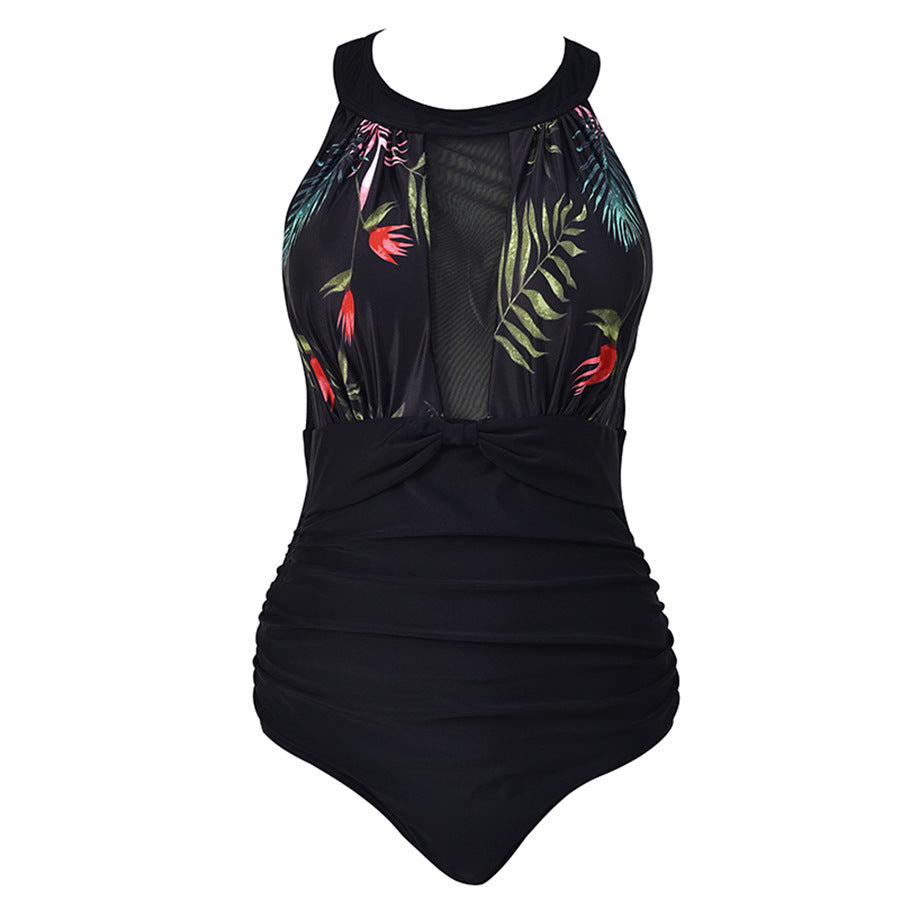 Damen Eleganter Einteiler Badeanzug mit transparenten Einsätzen Echo Archiv