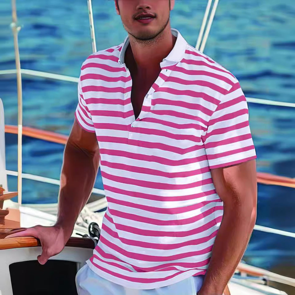 Herren Poloshirt mit stilvollem Streifenmuster und modernem Kragen Echoarchiv