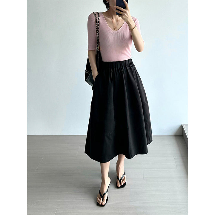 Damen Eleganter, weit geschnittener Midirock Echoarchiv
