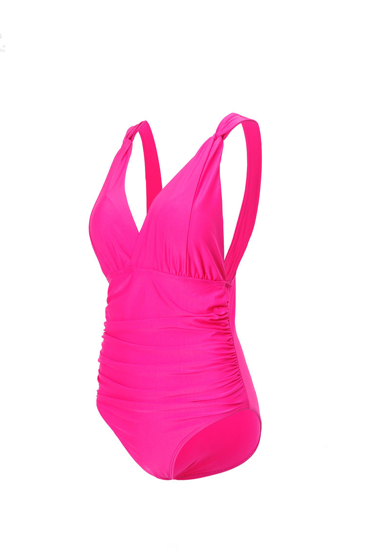 Damen Eleganter Einteiler Badeanzug mit Wickeloptik und Raffung Echo Archiv
