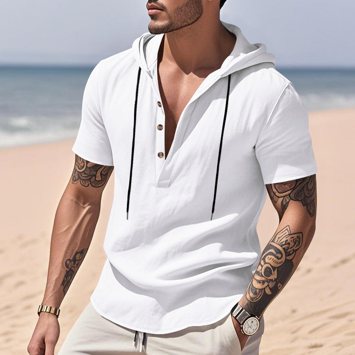 Herren lässiges Kapuzenshirt mit Knopfleiste und modischem Design Echoarchiv