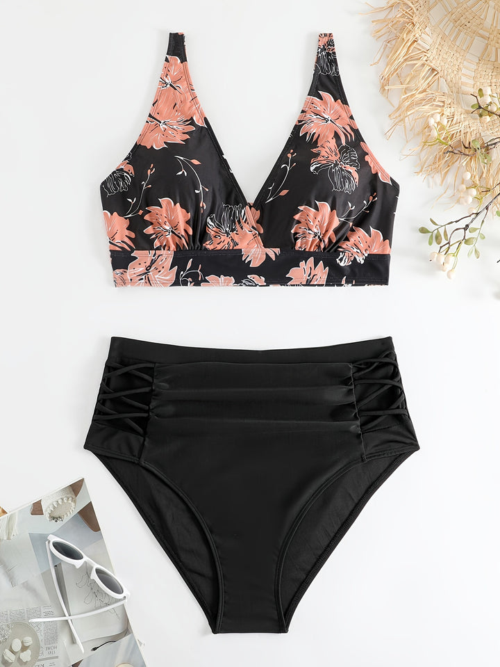 Damen Hochgeschnittener Bikini mit floralen Akzenten und raffinierten Details Echo Archiv