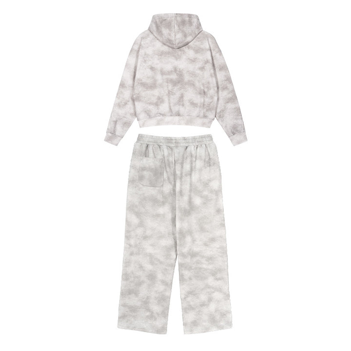 Damen Loungewear-Set aus French-Terry mit Cropped-Reißverschluss-Hoodie und weit geschnittener Sweatpant Echo Archiv