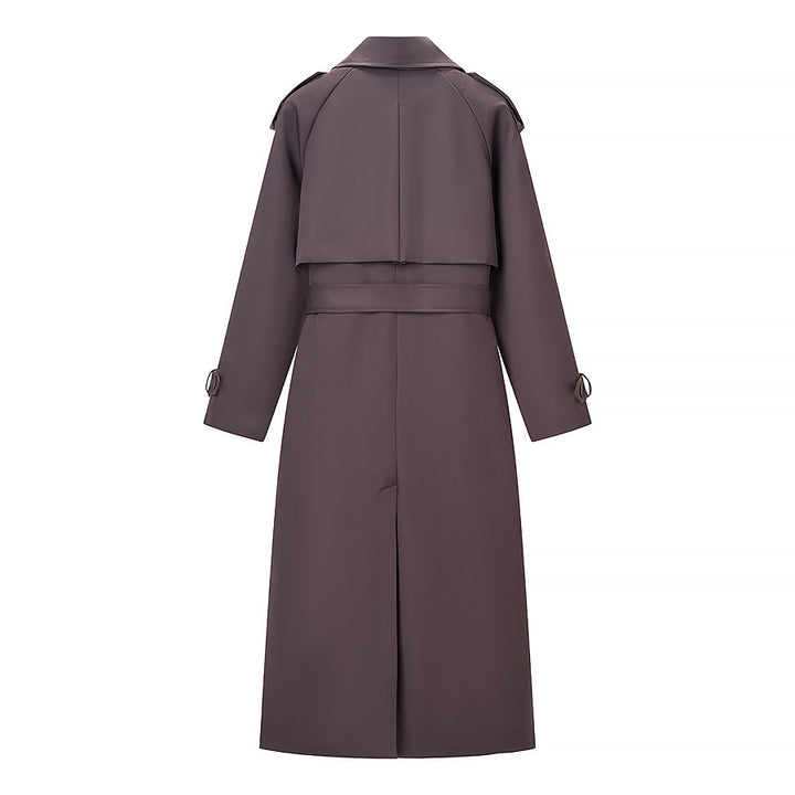 Damen Langer taillierter Trenchcoat mit Bindegürtel und doppelreihiger Knopfleiste Echo Archiv