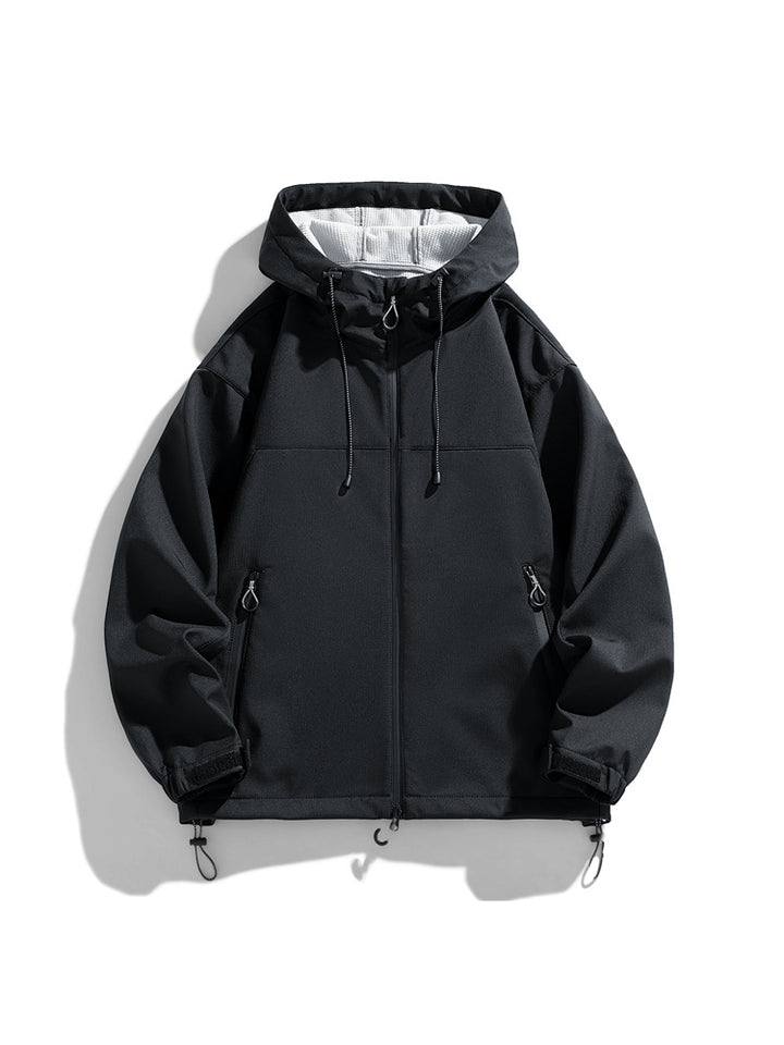 Herren funktionale und winddichte Outdoorjacke mit verstellbarer Kapuze Echoarchiv