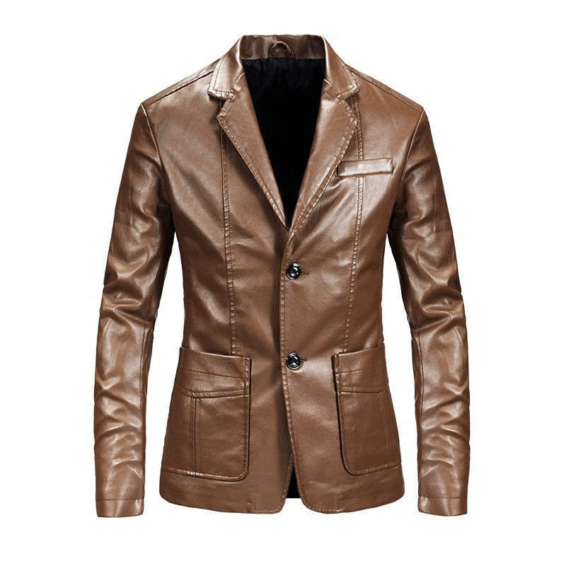 Herren elegante Kunstlederjacke mit modernem Schnitt und praktischen Taschen Echoarchiv
