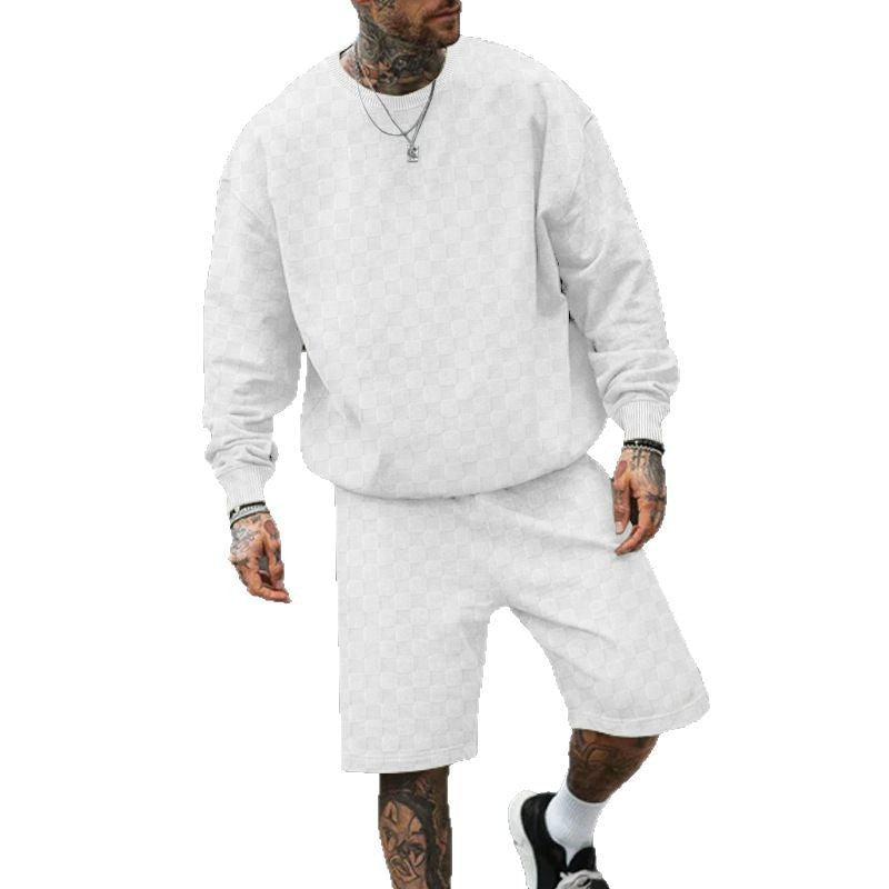 Herren lässiges Sweatshirt- und Shorts-Set aus atmungsaktivem Material mit elastischem Bund Echoarchiv