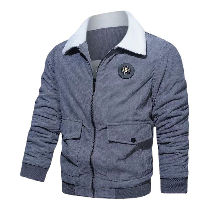 Herren Cord-Blouson mit Teddyfutter, Pattentaschen und Stehkragen Echoarchiv