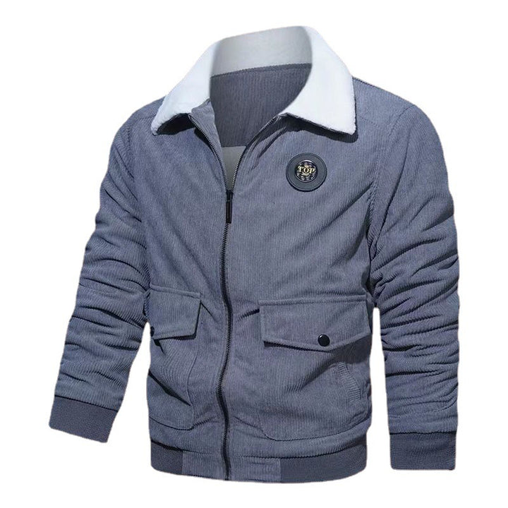 Herren Cord-Blouson mit Teddyfutter, Pattentaschen und Stehkragen Echoarchiv