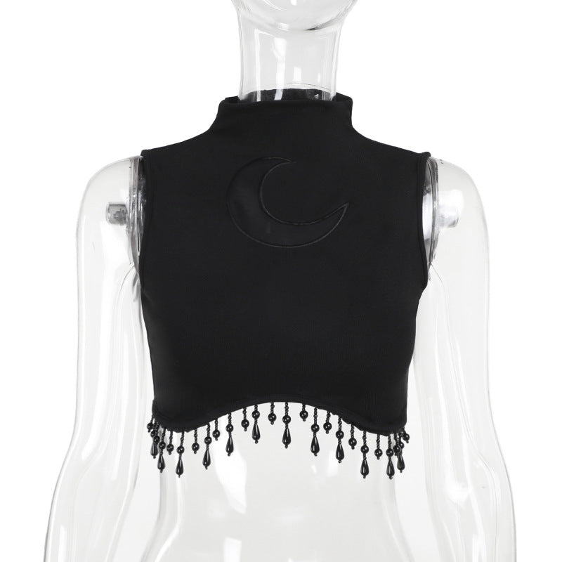 Damen elegantes Crop-Top mit Perlenverzierungen Echo Archiv