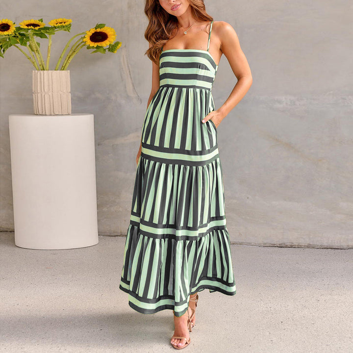 Damen Maxikleid mit schmalen Trägern und gestreiftem Design Echo Archiv