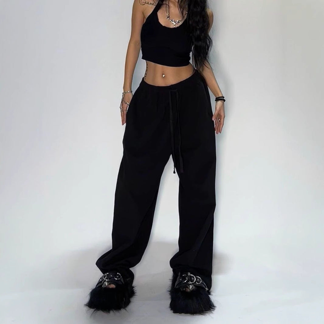 Damen nan weit geschnittene Loungehose mit hohem Bund extra weitem Bein und Tunnelzug Echo Archiv
