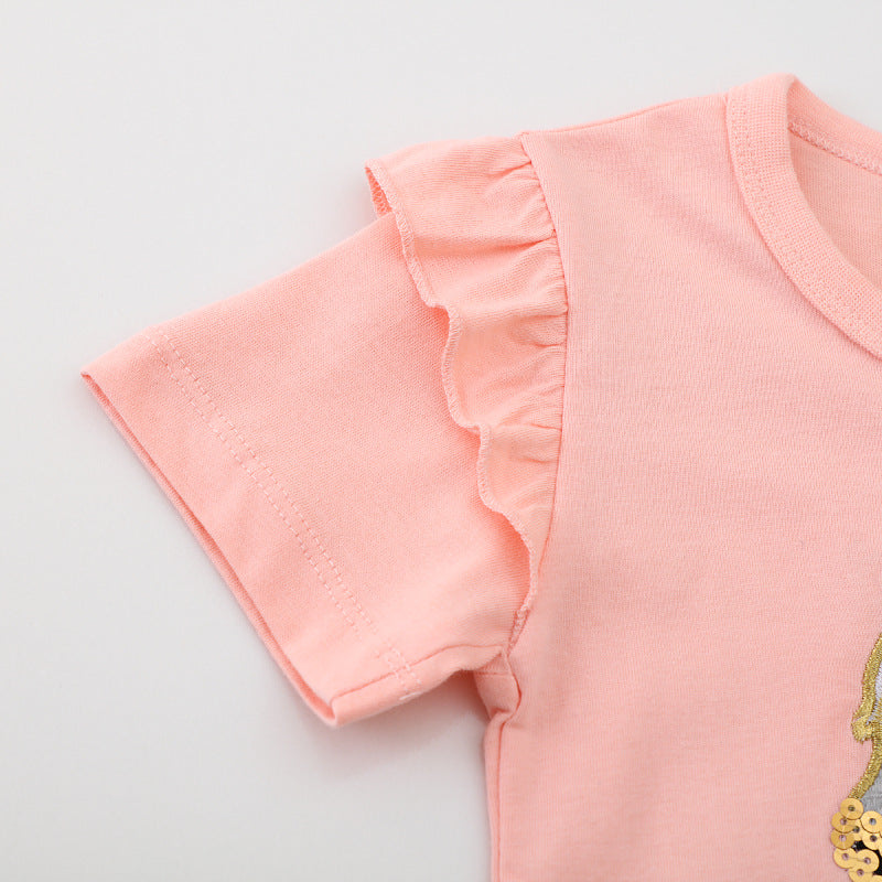 Mädchen T-Shirt mit verspieltem Einhorn-Design und Rüschendetails Echo Archiv