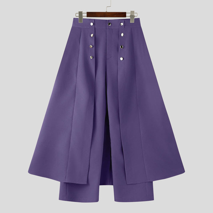 Damen nan taillenhoher ausgestellter Midi-Wickelrock mit innerer Culotte und Zierknopfleiste Echo Archiv