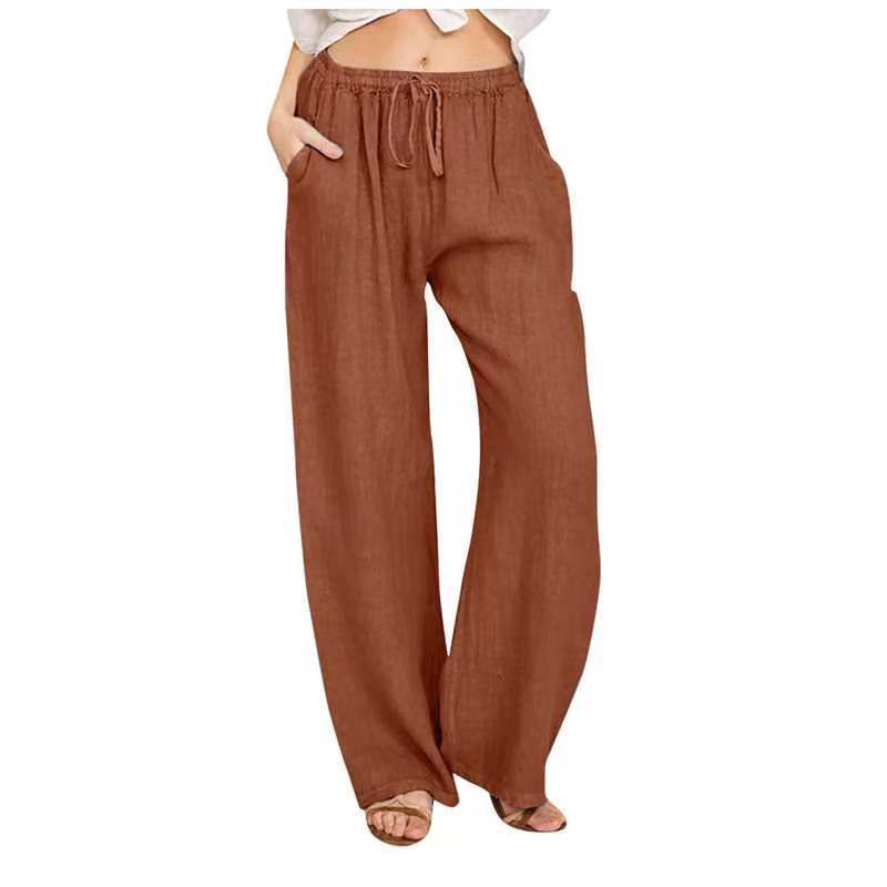 Damen nan weite Leinenhose mit Tunnelzug, hoher Bund und praktischen Seitentaschen Echo Archiv
