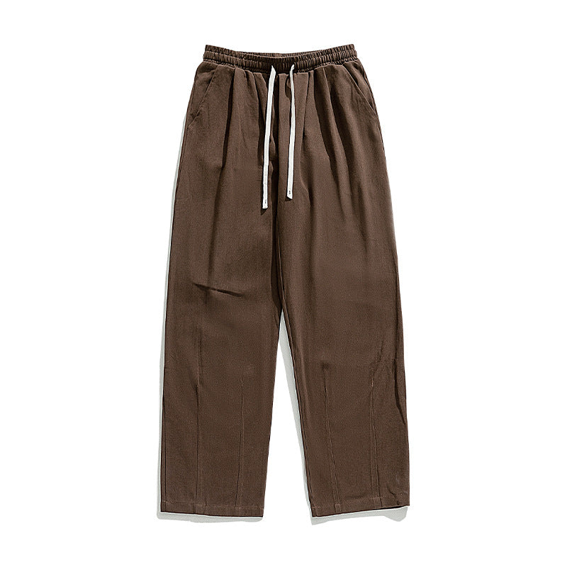 Unisex Locker geschnittene Baumwoll‑Leinen Freizeit‑Hose mit elastischem Kordelzugbund und Seitentaschen Echo Archiv