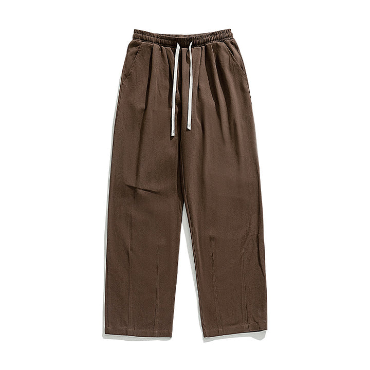 Unisex Locker geschnittene Baumwoll‑Leinen Freizeit‑Hose mit elastischem Kordelzugbund und Seitentaschen Echo Archiv