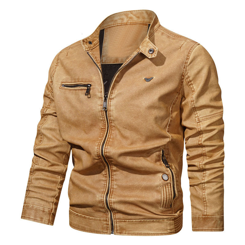 Herren Slim‑Fit Jeansblouson mit Used‑Optik, Reißverschluss‑Brusttasche und gesteppter Ärmelpartie Echo Archiv