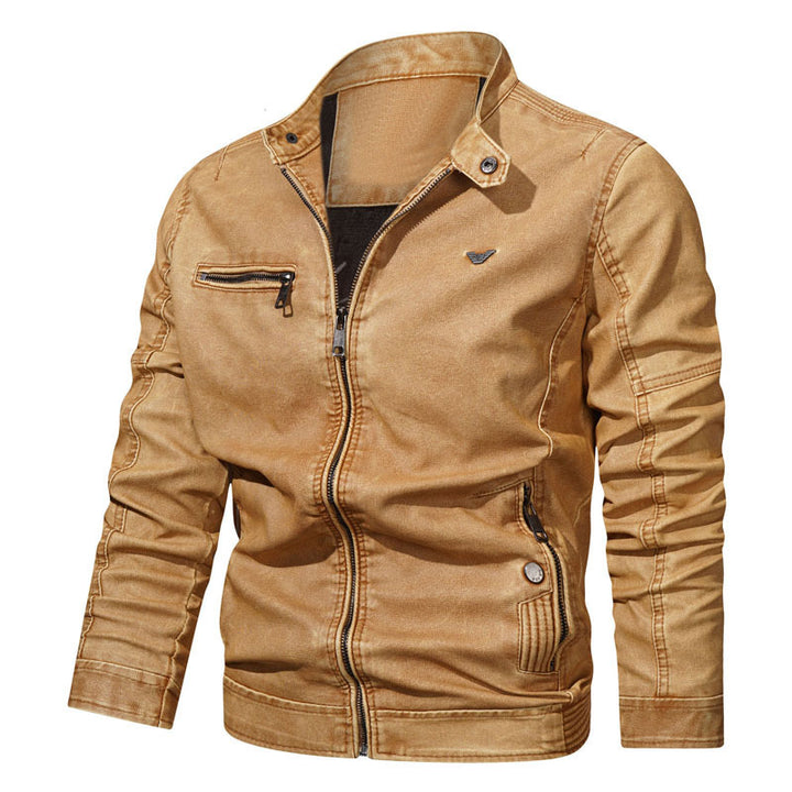 Herren Slim‑Fit Jeansblouson mit Used‑Optik, Reißverschluss‑Brusttasche und gesteppter Ärmelpartie Echo Archiv