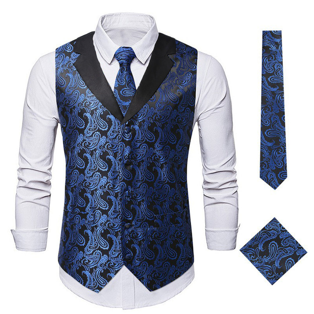 Herren elegante Weste mit floralem Jacquard-Muster und passendem Krawatten-Set Echoarchiv